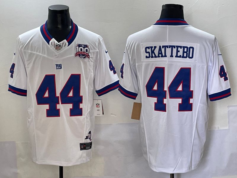 Men 2025 New York Giants #44 Skattebo White Throwback Three generations Nike Limited NFL Jersey style 18